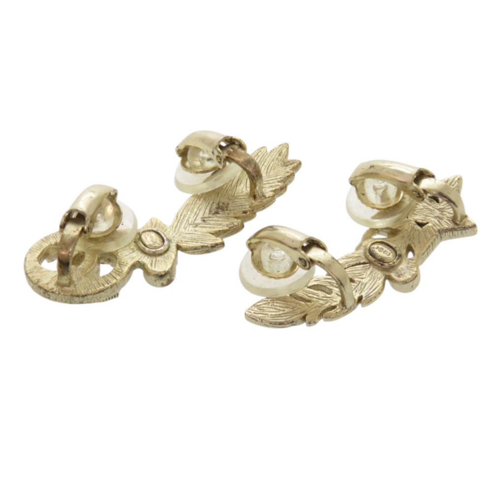 CHANEL Gold Pearl Logo Earrings - Picture 2 of 3